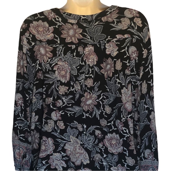 Lucky Brand Women’s Floral Print Boho Peasant Blouse Size 2x - Picture 6 of 11